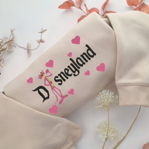 Pink Panther Disneyland Embroidery, Disneyland Embroidered Sweatshirt, Movie Disney Inspired, Best Gifts Idea For Him Her