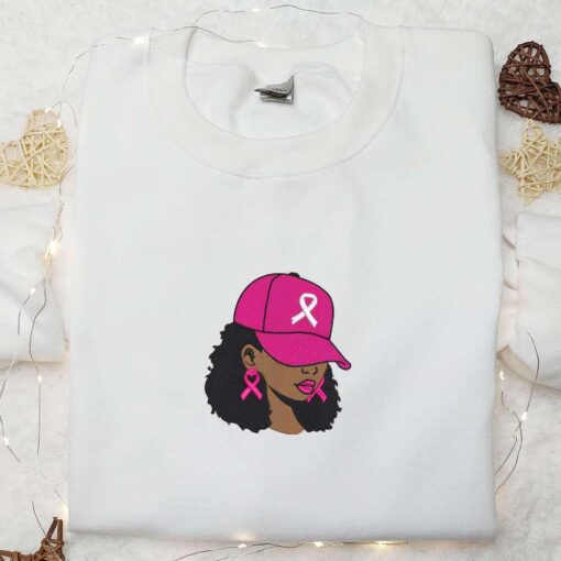 Pink Ribbon Girl Embroidered Shirt Breast Cancer Awareness Embroidered Hoodie Best Gift Ideas