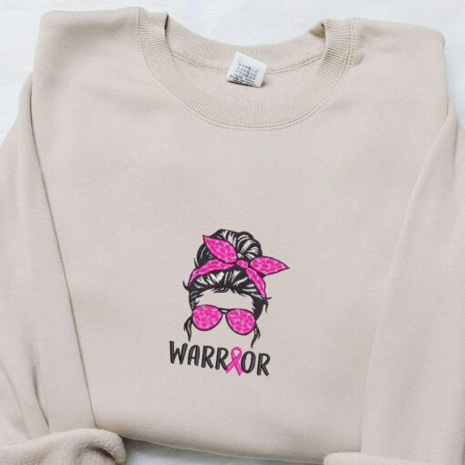 Pink Ribbon Warrior Embroidered Shirt Breast Cancer Awareness Embroidered Hoodie Best Gift Ideas