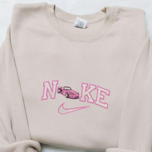 Pink Sport Car x Nike Embroidered Shirt Transportations Embroidered Shirt Nike Inspired Embroidered Hoodie