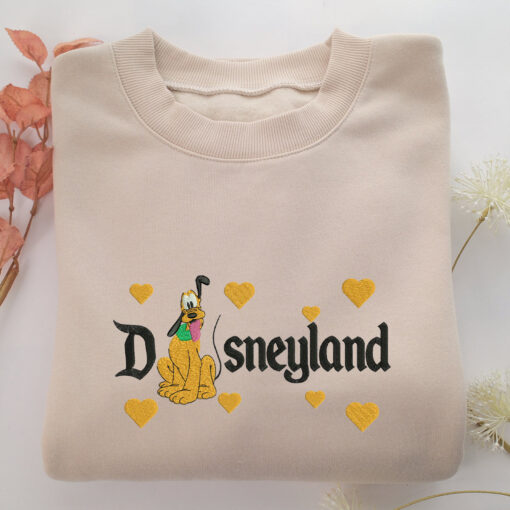 Pluto Disneyland Embroidery, Disneyland Embroidered Sweatshirt, Movie Disney Inspired, Best Gifts Idea For Him Her