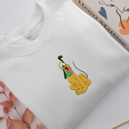 Pluto Embroidery, Disneyland Embroidered Sweatshirt, Movie Disney Inspired, Best Gifts Idea For Him Her - Image 2