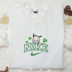Pochacco Shamrock x Nike Embroidered Shirt Anime Embroidered Hoodie Saint Patricks Day Gift Idea