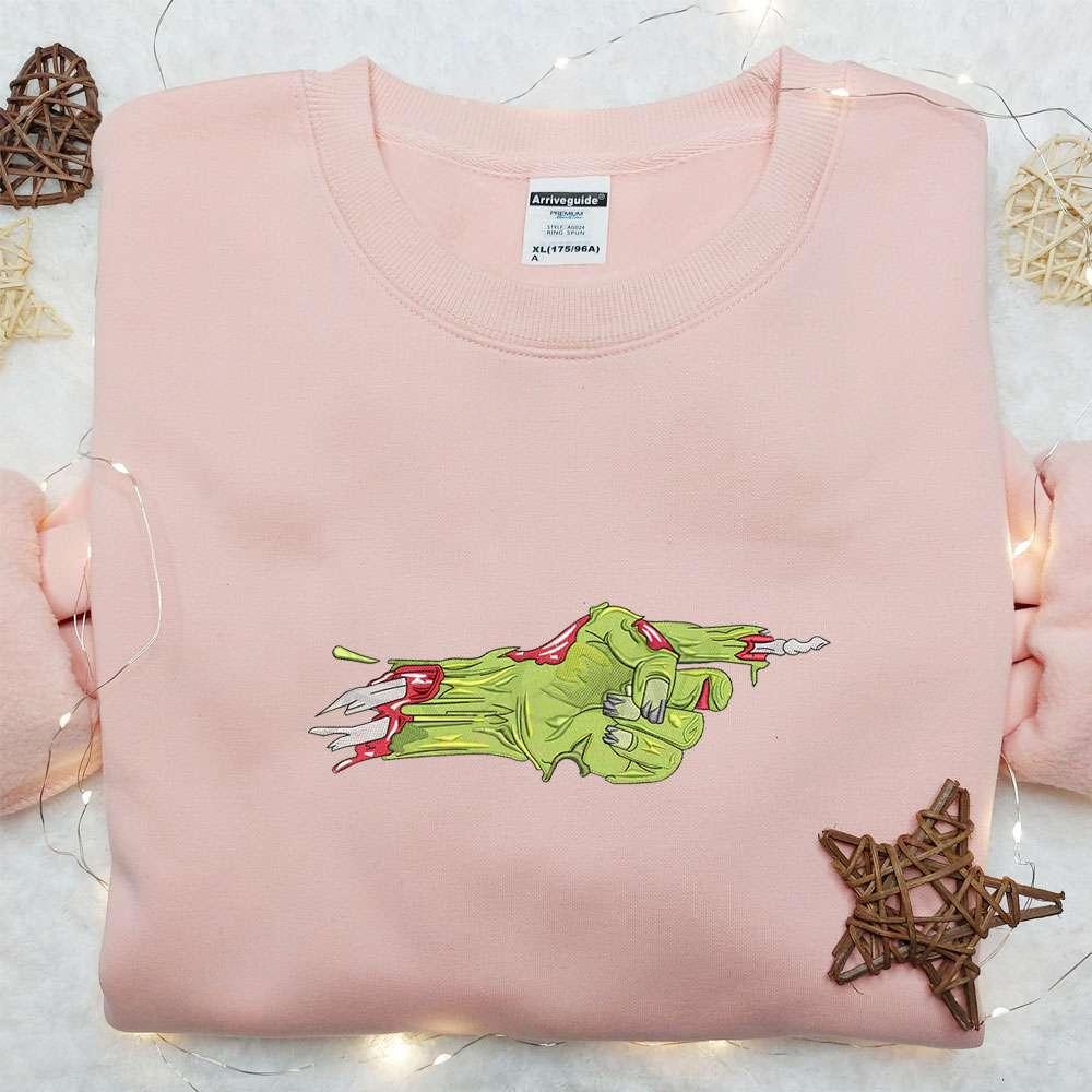 Pointing Finger Zombie Hand Embroidered Sweatshirt Halloween Embroidered Hoodie Best Halloween Gift Ideas