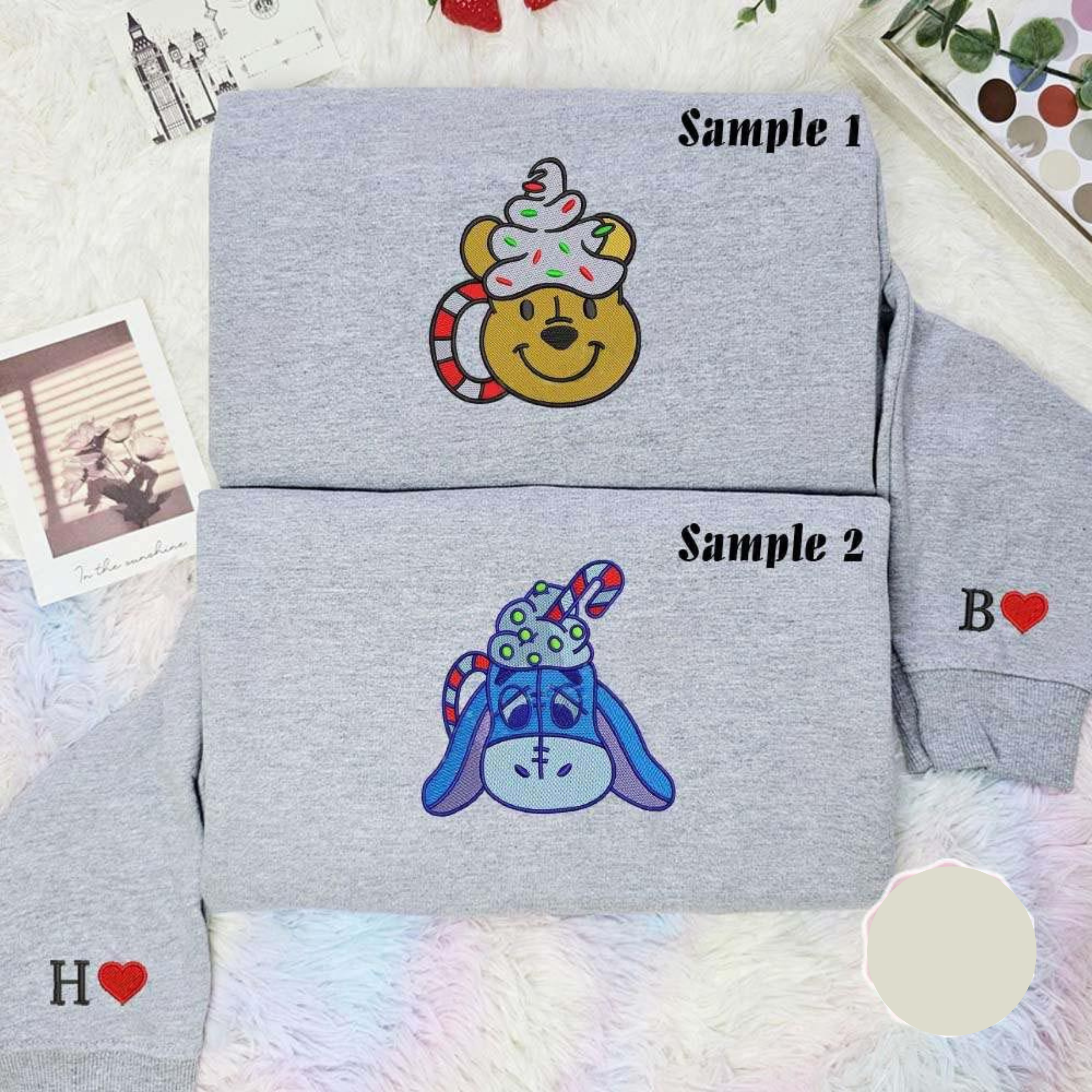 Pooh And Eeyore Christmas Drink Mug Embroidered Couples Shirts