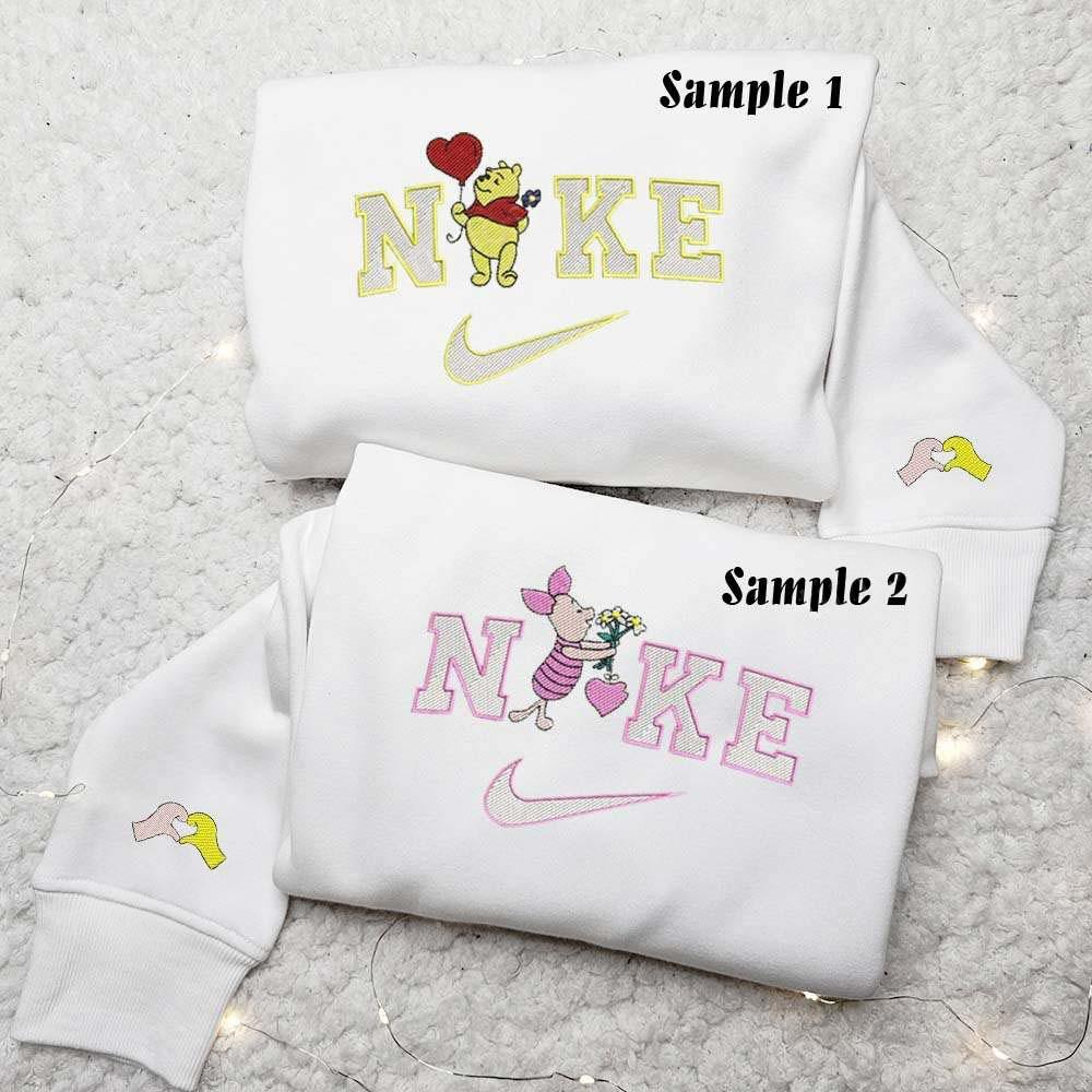 Pooh and Piglet Embroidered Couple Shirts Best Gift For Lover