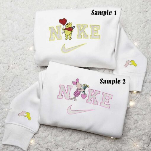 Pooh and Piglet Embroidered Couple Shirts Best Gift For Lover