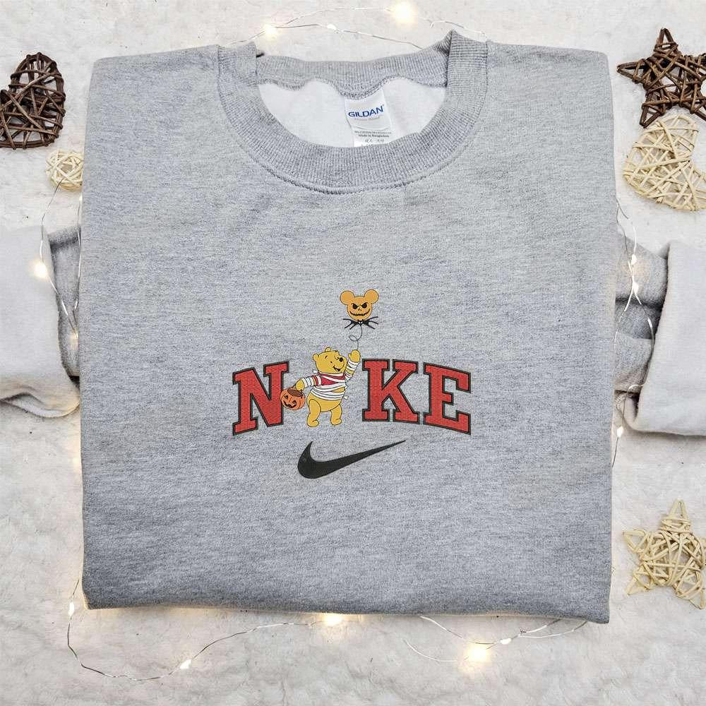 Pooh Jack Balloon Halloween x Nike Embroidered Sweatshirt Walt Disney Characters Embroidered Shirt Best Halloween Gift Ideas