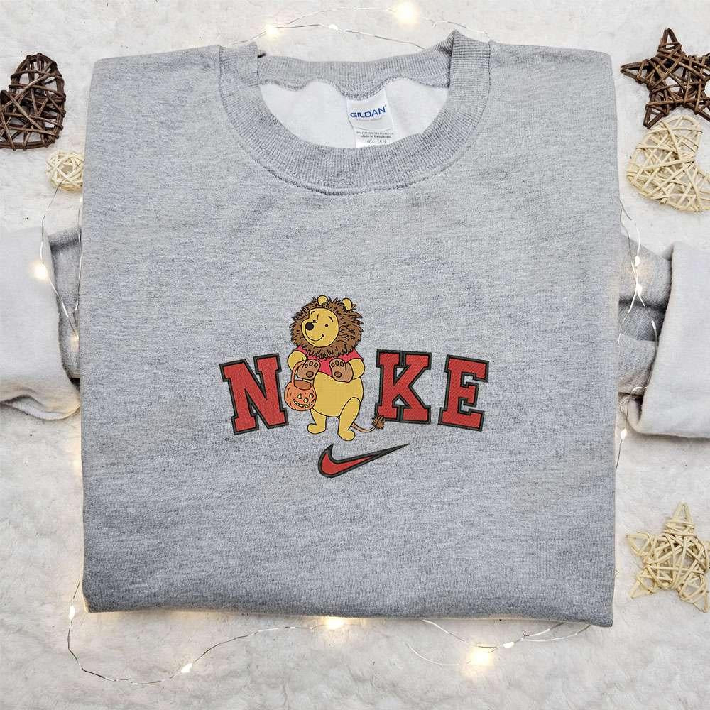 Pooh Lion Halloween x Nike Embroidered Sweatshirt Walt Disney Characters Embroidered Shirt Best Halloween Gift Ideas