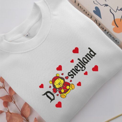 Pooh Love Disneyland Embroidery, Disneyland Embroidered Sweatshirt, Movie Disney Inspired, Best Gifts Idea For Him Her - Image 2