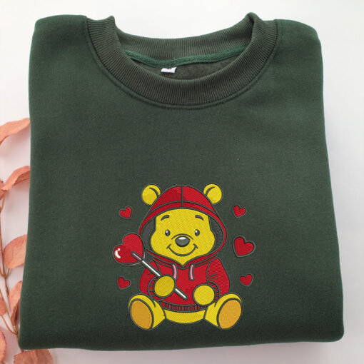 Pooh Love Embroidery, Disneyland Embroidered Sweatshirt, Movie Disney Inspired, Best Gifts Idea For Him Her - Image 3