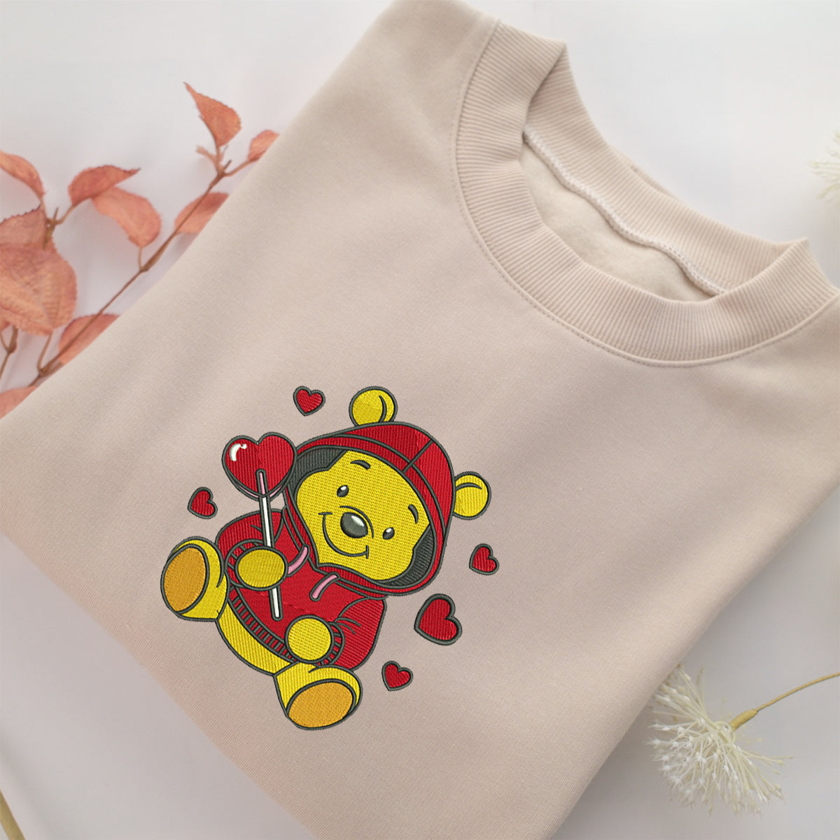 Pooh Love Embroidery, Disneyland Embroidered Sweatshirt, Movie Disney Inspired, Best Gifts Idea For Him Her