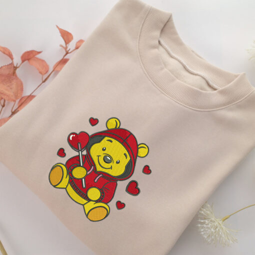 Pooh Love Embroidery, Disneyland Embroidered Sweatshirt, Movie Disney Inspired, Best Gifts Idea For Him Her