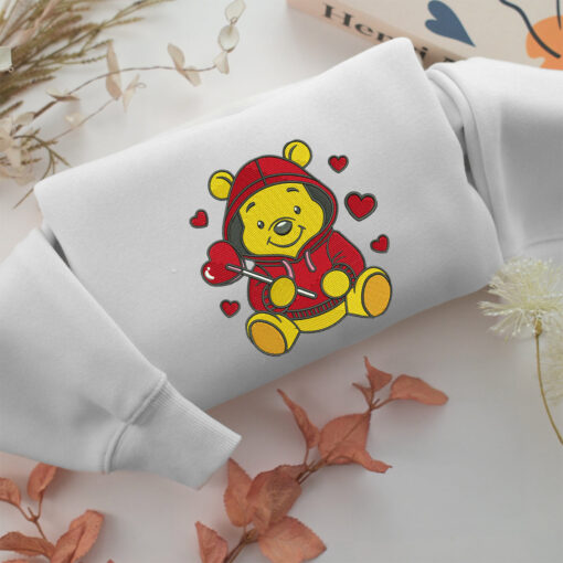 Pooh Love Embroidery, Disneyland Embroidered Sweatshirt, Movie Disney Inspired, Best Gifts Idea For Him Her - Image 2