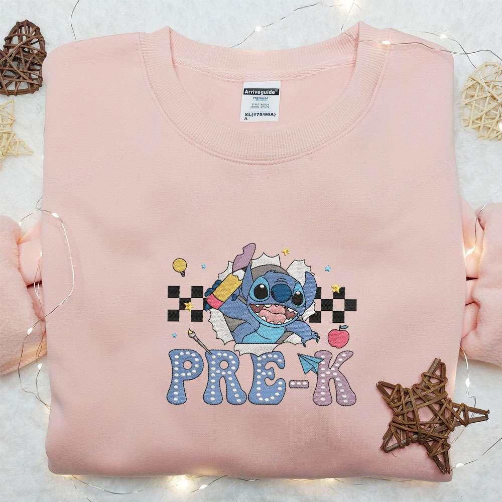 Pre K Stitch Back To School Embroidered Shirt Best Gift Idea For Family