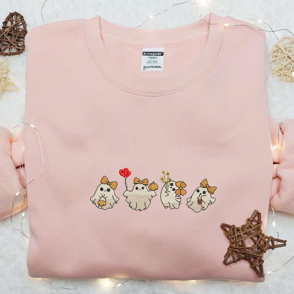 Pretty Ghost Coquette Halloween Embroidered Shirt