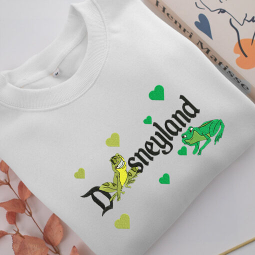 Prince Naveen & Princess Tiana Frogs Disneyland Embroidery, Disneyland Embroidered Sweatshirt, Movie Disney Inspired, Best Gifts Idea For Him Her - Image 2