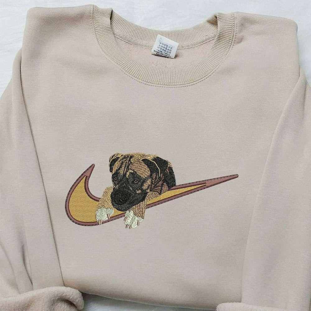 Pug Dog x Nike Embroidered Shirt Animal Embroidered Shirt Custom Nike Embroidered Shirt
