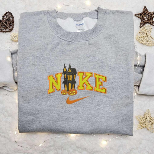 Pumpkin Castle Halloween x Nike Embroidered Sweatshirt Halloween Embroidered Shirt Best Halloween Gift Ideas