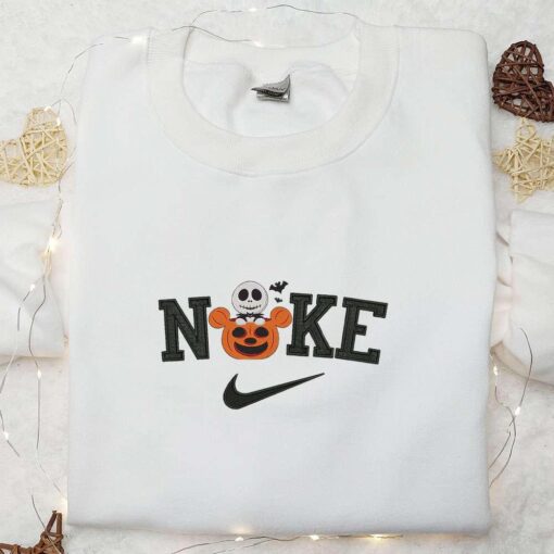 Pumpkin Jack Skellington x Nike Embroidered T shirt The Nightmare Before Christmas Characters Embroidered Hoodie Nike Inspired Embroidered Sweatshirt