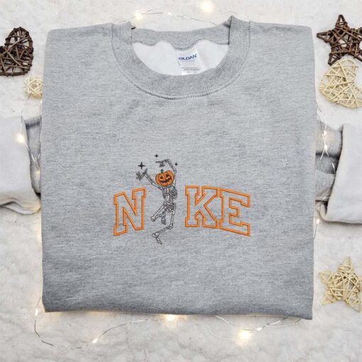 Pumpkin Skeleton Halloween Embroidered Shirt