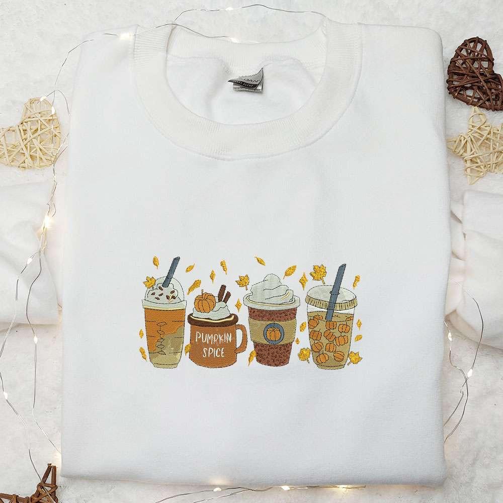 Pumpkins Spice Drink Embroidered Shirt Halloween Embroidered Shirt Unique Gifts for Family