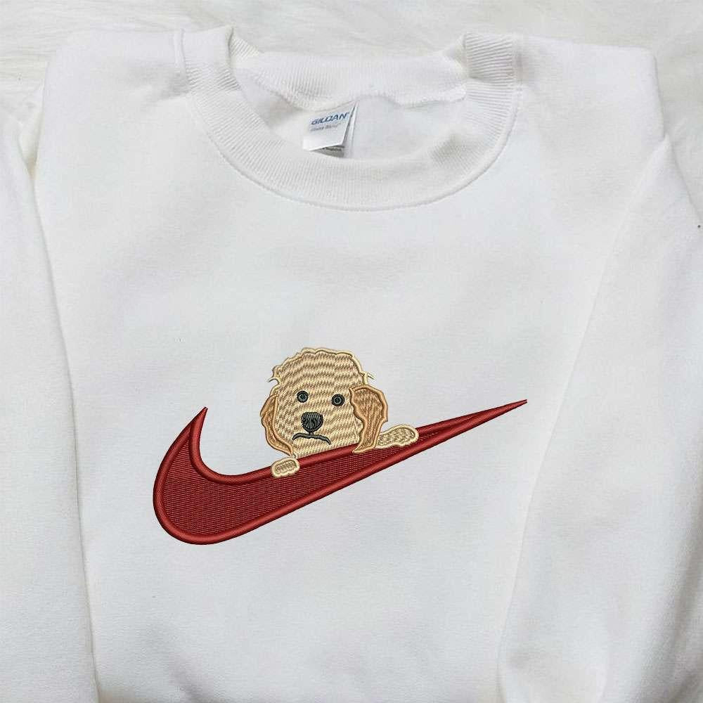 Puppy Golden Dog x Nike Embroidered Shirt Animal Embroidered Shirt Custom Nike Embroidered Shirt