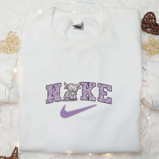 Purple Highland Cow Animal Embroidered Shirt, Animal Lover, Best Gift For Family