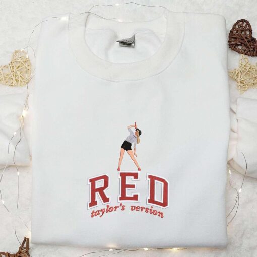 Red Taylors Version Embroidered Shirt Celebrity Embroidered Hoodie Best Music Gift For Fans