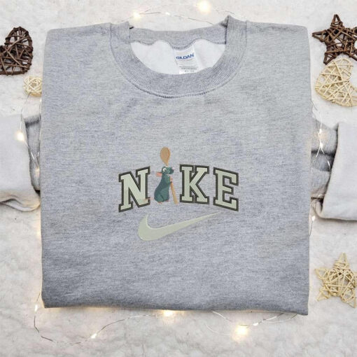 Remy Mouse X Nike Cartoon Embroidered Sweatshirt Disney Characters Embroidered Shirt Best Gift Ideas For Family