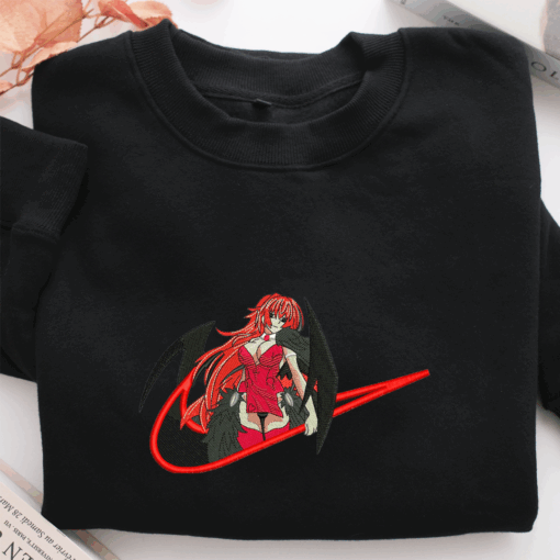 Rias Gremory Swoosh Nike Embroidered Sweatshirt, Nike Movie Inspired, Best Gifts Idea For Him Her - Image 2