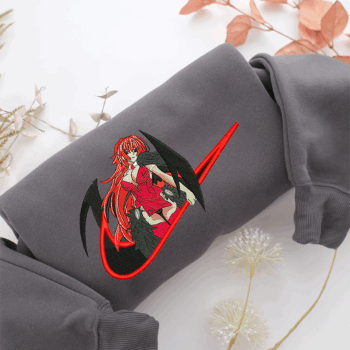 Rias Gremory Swoosh Nike Embroidered Sweatshirt, Nike Movie Inspired, Best Gifts Idea For Him Her - Image 4