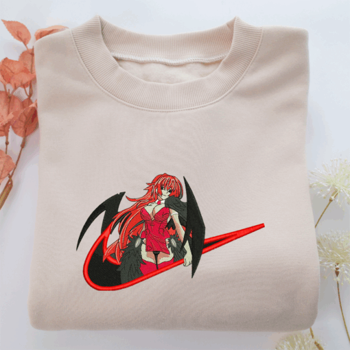 Rias Gremory Swoosh Nike Embroidered Sweatshirt, Nike Movie Inspired, Best Gifts Idea For Him Her