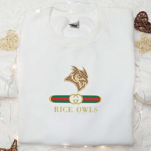 Rice Owls x Gucci Embroidered Shirt NCAA Sports Embroidered Hoodie Best Gift Idea