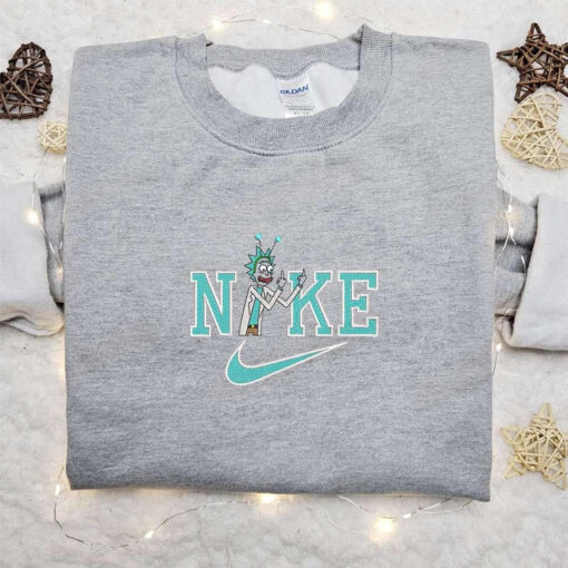 Rick Sanchez X Nike Cartoon Embroidered Sweatshirt Disney Characters Embroidered Shirt Best Gift Ideas For Family