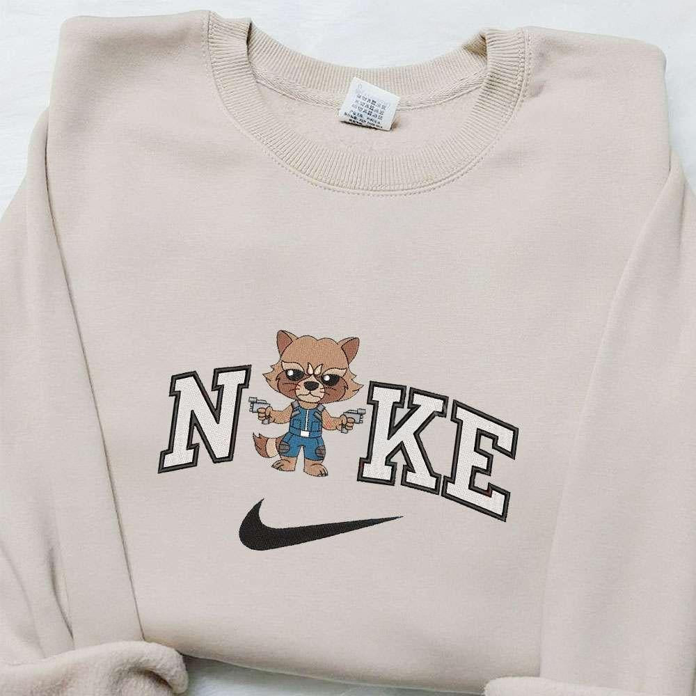 Rocket Raccoon x Nike Movie Embroidered Sweatshirt Marvel Cinematic Universe Embroidered T shirt Best Gift Ideas for Family