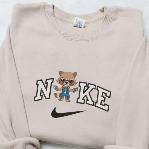 Rocket Raccoon x Nike Movie Embroidered Sweatshirt Marvel Cinematic Universe Embroidered T shirt Best Gift Ideas for Family