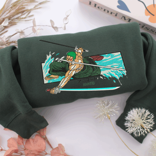 Roronoa Zoro Nike Embroidered Sweatshirt, Nike Movie Inspired, Best Gifts Idea For Him Her - Image 3