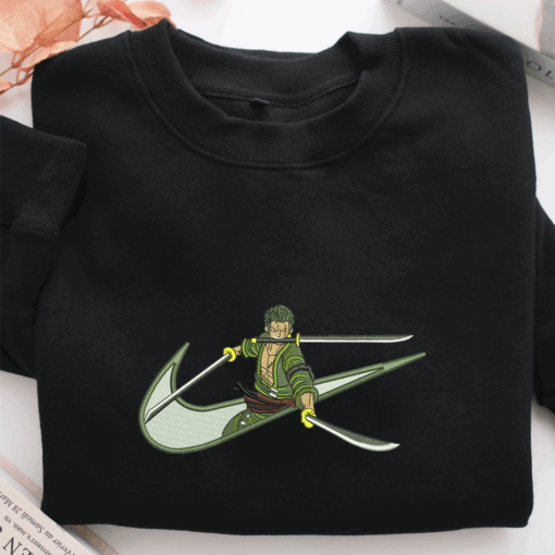 Roronoa Zoro Swoosh Nike Embroidered Sweatshirt, Nike Movie Inspired, Best Gifts Idea For Him Her - Image 2