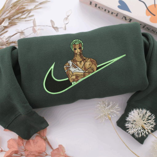 Roronoa Zoro Swoosh v1 Nike Embroidered Sweatshirt, Nike Movie Inspired, Best Gifts Idea For Him Her - Image 3