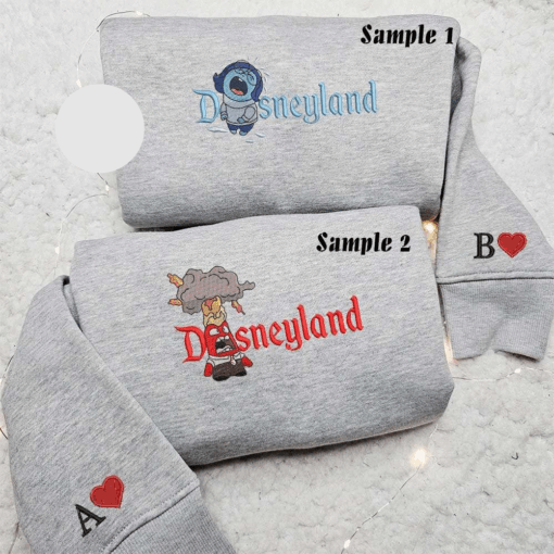 Sadness And Anger Disneyland Inside Out Embroidered Couples Shirts