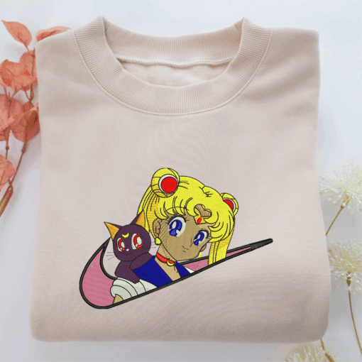 Sailor Moon Swoosh Nike Embroidered Sweatshirt, Nike Movie Inspired, Best Gifts Idea For Him Her