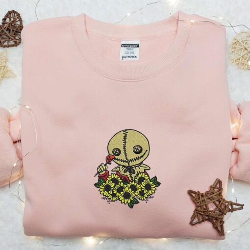 Sam Trick Or Treat Sunflower Embroidered T shirt Horror Movie Halloween Embroidered T shirt Best Halloween Gift Ideas