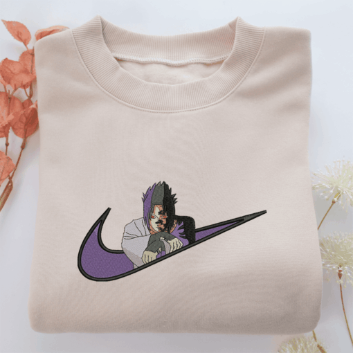 Sasuke Uchiha Swoosh v1 Nike Embroidered Sweatshirt, Nike Movie Inspired, Best Gifts Idea For Him Her