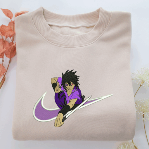 Sasuke Uchiha Swoosh v2 Nike Embroidered Sweatshirt, Nike Movie Inspired, Best Gifts Idea For Him Her