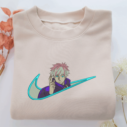Satoru Gojo Swoosh Nike Embroidered Sweatshirt, Nike Movie Inspired, Best Gifts Idea For Him Her