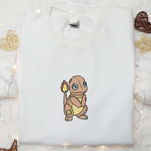 Scary Charmander Pokemon Embroidered Shirt Halloween Embroidered Shirt Pokemon Embroidered Shirt