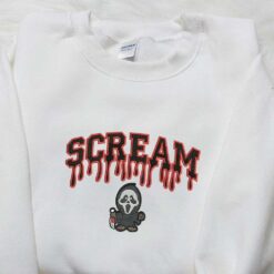 Scream Ghost Embroidered Shirt Spooky Halloween Embroidered Shirt Best Gifts for Family