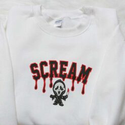 Scream Ghost Halloween Embroidered Shirt Spooky Halloween Embroidered Shirt Best Gifts for Family