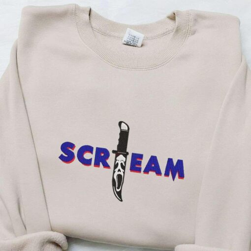 Scream Ghostface Knife Embroidered Shirt Horror Movie Embroidered T shirt Best Gift Ideas for Family